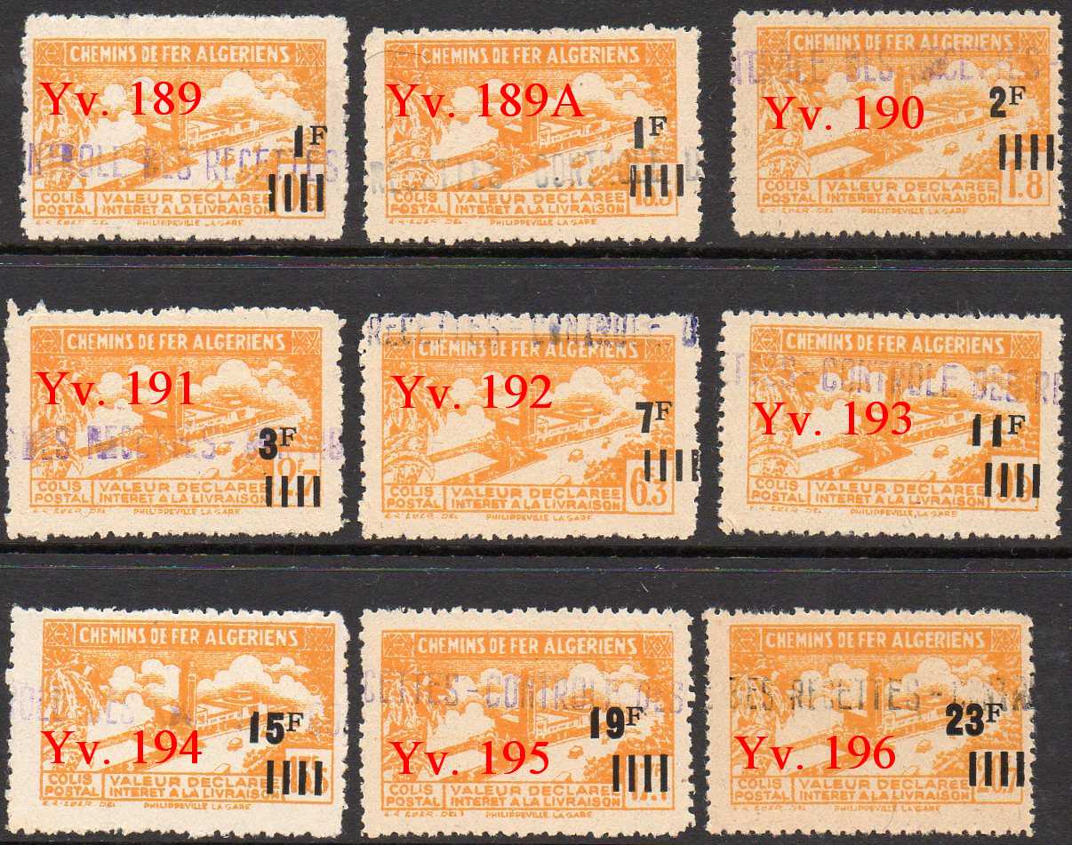 timbres-poste Algerie CP Colis Postal Algeria Railway Parcel Stamps